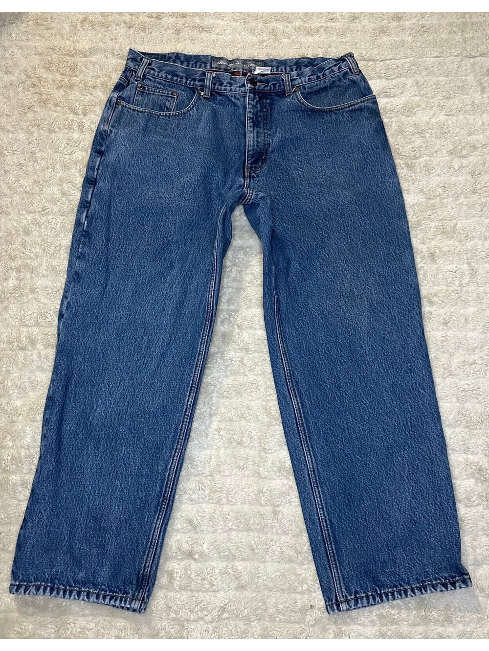 Eddie Bauer Relaxed Fit medium wash straight leg 100% cotton denim jeans 38x30